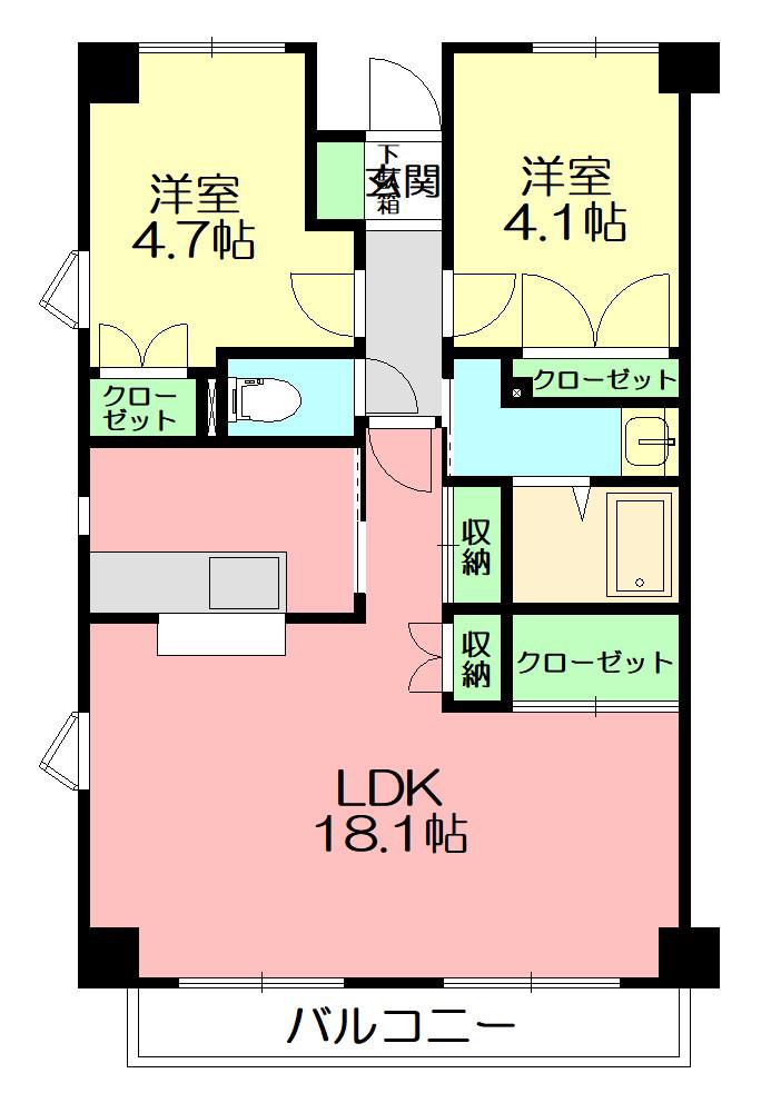 メゾンアイ(2LDK/4階)の間取り写真