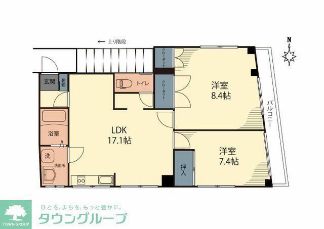細渕ビル(2LDK/3階)の間取り写真