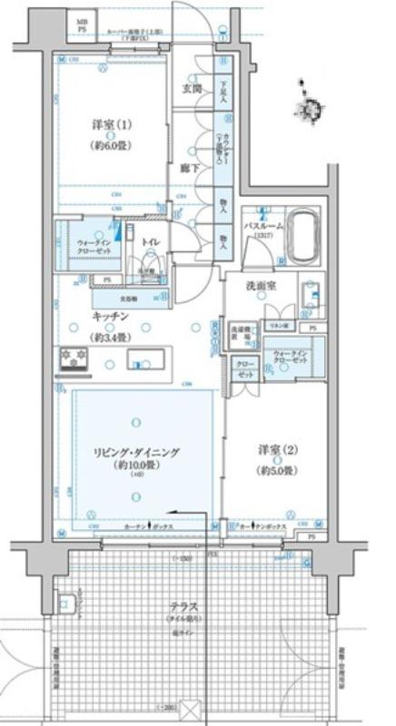 クリオ青葉台(2LDK/1階)の間取り写真