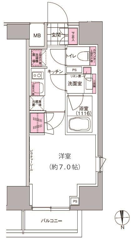 プレジリア東日本橋(1K/4階)の間取り写真
