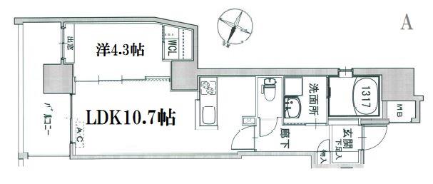 セントヒルズ的場町(1LDK/3階)の間取り写真