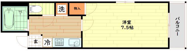 メゾン尾上(1K/2階)の間取り写真