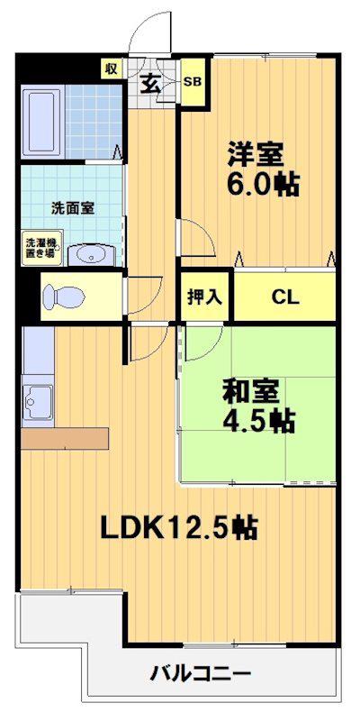 カルム常盤(2LDK/1階)の間取り写真
