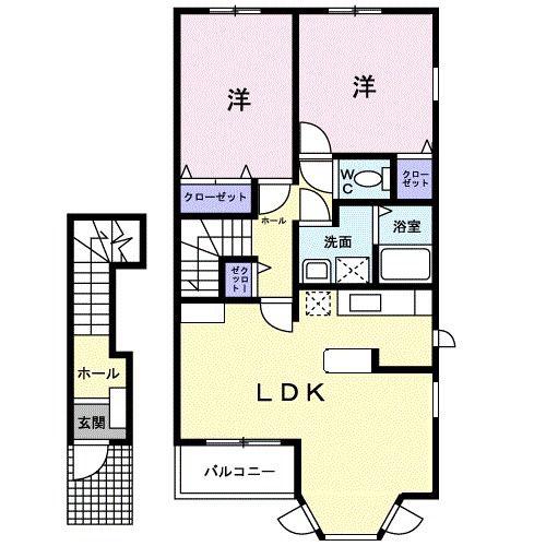 クレールメゾン(2LDK/2階)の間取り写真