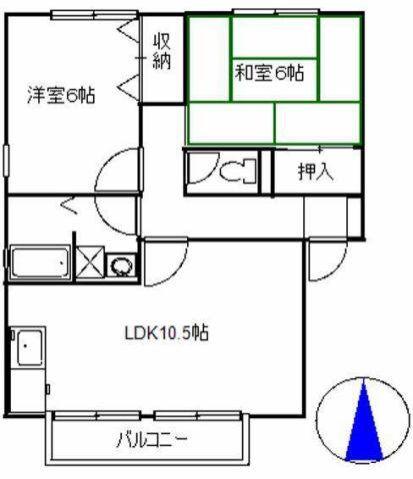ブランシュールIIB(2LDK/1階)の間取り写真