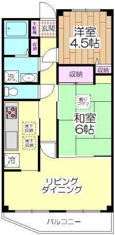 ライオンズステーションプラザ梅島(2LDK/1階)の間取り写真