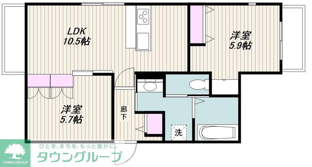 スリジエ多摩川(2LDK/2階)の間取り写真