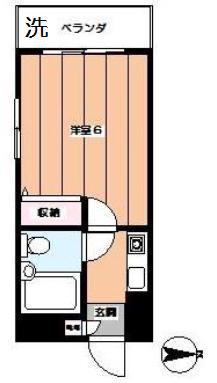 イースト5(1K/2階)の間取り写真