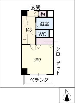 パティオいずみ(1K/3階)の間取り写真