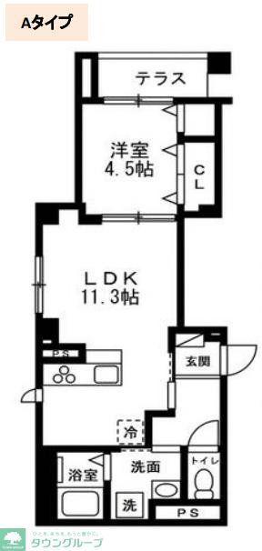 ディアコートあざみ野(1LDK/1階)の間取り写真