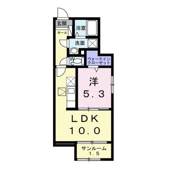 グロリオサ川根(1LDK/1階)の間取り写真