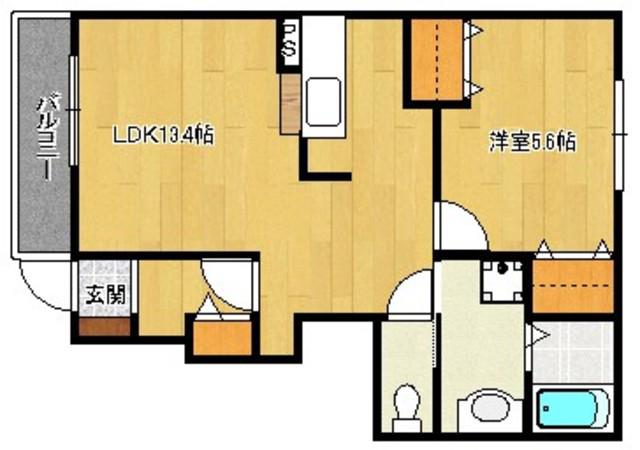 ホワイトヒルズ M&S S(1LDK/1階)の間取り写真