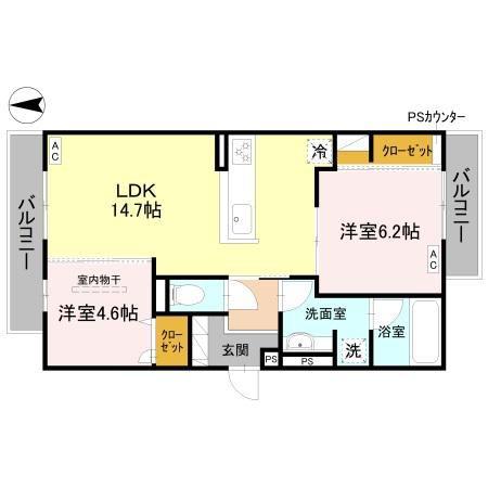 TORISIA千里丘I(2LDK/3階)の間取り写真