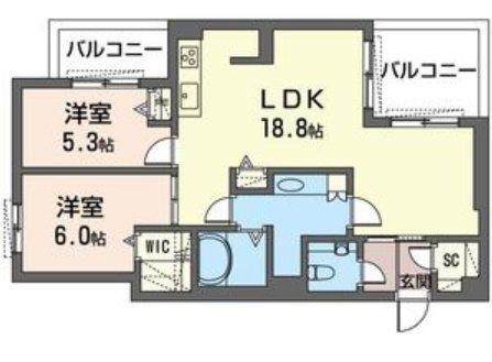ヒルグラッド(2LDK/1階)の間取り写真