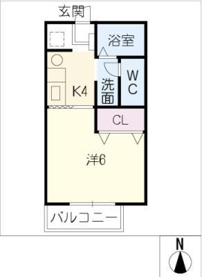 サンビレッジ大垣 E(1K/2階)の間取り写真