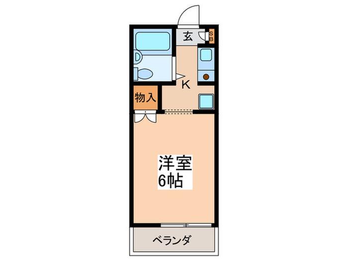 メゾンドデン(1K/2階)の間取り写真