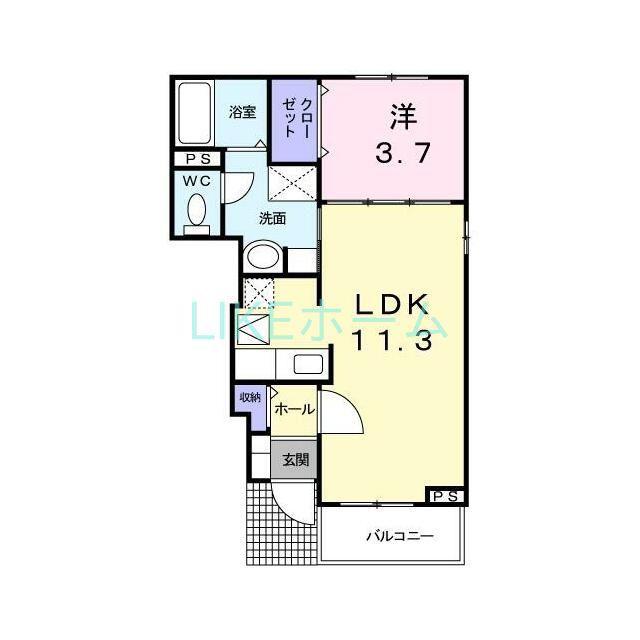 プラシードIII(1LDK/1階)の間取り写真