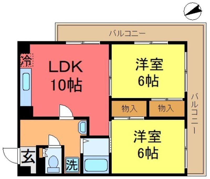 ホワイトコートIII(2LDK/9階)の間取り写真