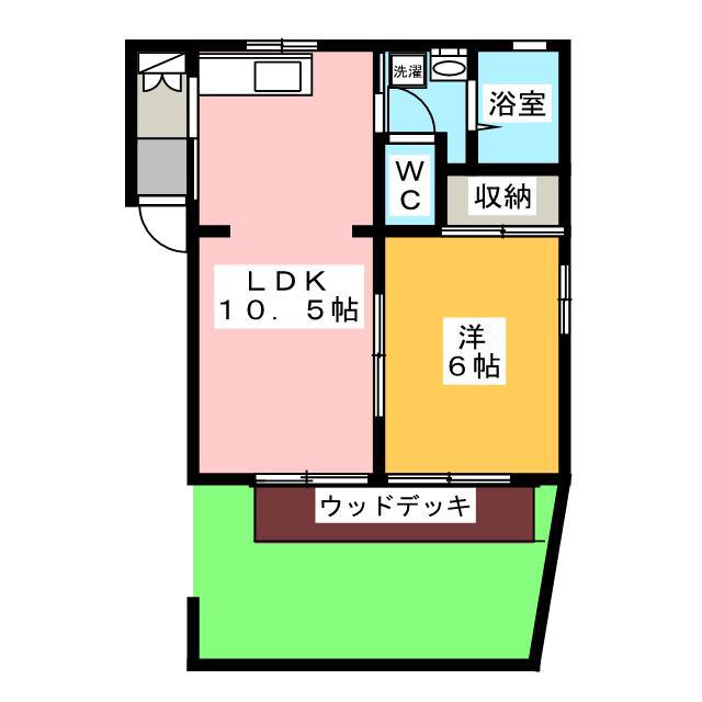 ミルキーウェイB(1LDK/1階)の間取り写真