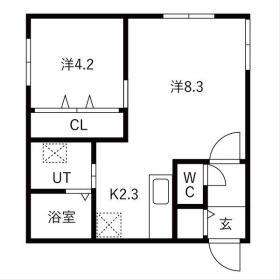 グランフォレスト厚別中央(1LDK/1階)の間取り写真