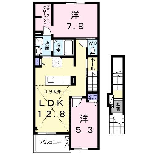 ポートソレイユ(2LDK/2階)の間取り写真