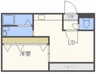 グランディール南5条(1DK/4階)の間取り写真