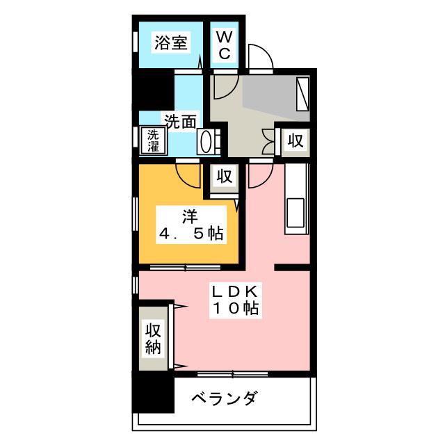 ウィリアムヒルズ浜松(1LDK/3階)の間取り写真