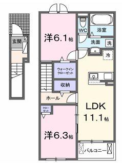 トレスト府中(2LDK/2階)の間取り写真