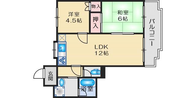 グリーンパレス千里中央B棟(2LDK/4階)の間取り写真