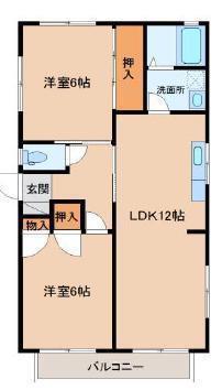 日高ハイツ(2LDK/1階)の間取り写真
