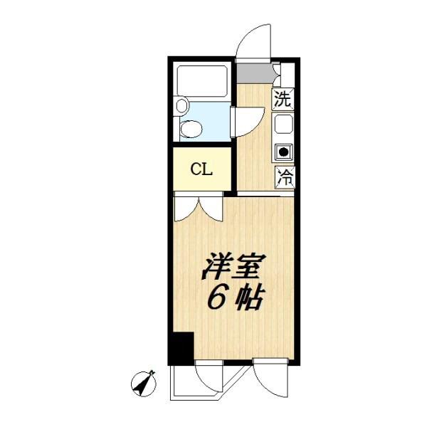 K3レジデンス(ワンルーム/2階)の間取り写真