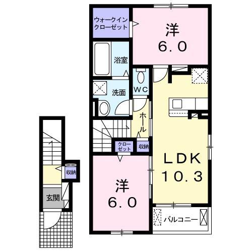 コンソラータ(2LDK/2階)の間取り写真