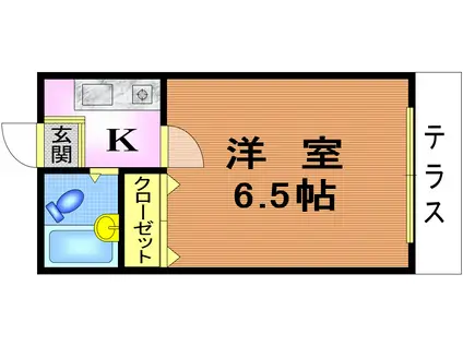 ハイツエクラン(1K/1階)の間取り写真