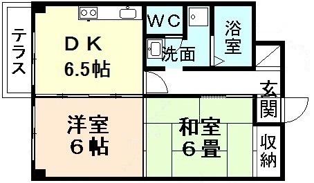 アーバンクロセ(2DK/1階)の間取り写真