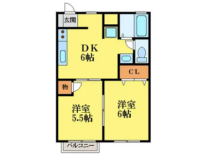 佐野アパート(2DK/2階)の間取り写真