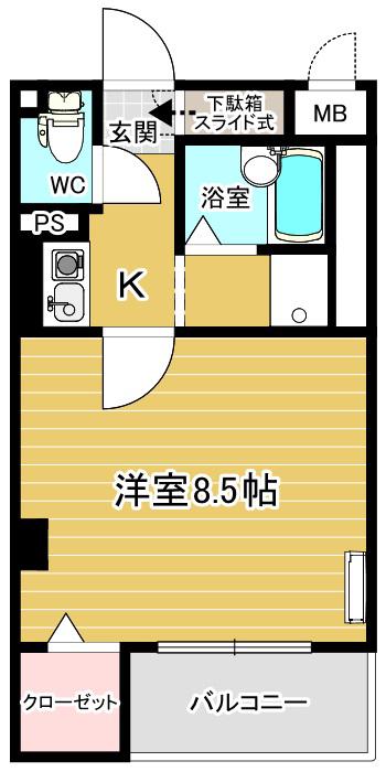 細田マンションA(1K/3階)の間取り写真