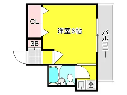 ダイアパレス新神戸(ワンルーム/6階)の間取り写真