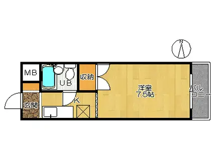 諸福マンション(1K/4階)の間取り写真