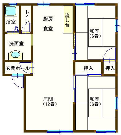 ラフォーレ今福(2LDK/1階)の間取り写真