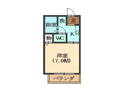 旺山ハイツ(1K/2階)の間取り写真