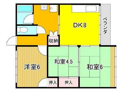 木瀬川リバーサイドマンション(3DK/2階)の間取り写真