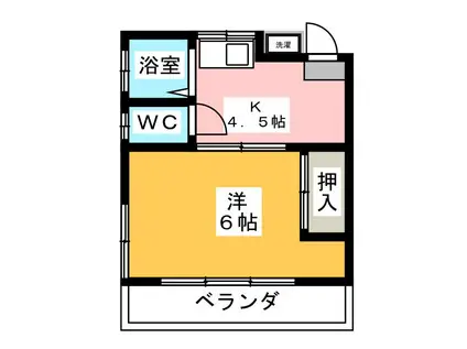 たつた荘(1DK/2階)の間取り写真