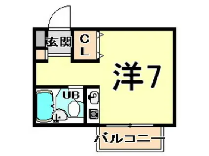 ハママンション(ワンルーム/2階)の間取り写真