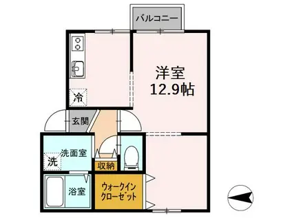 サンパティーク鎌田(ワンルーム/1階)の間取り写真