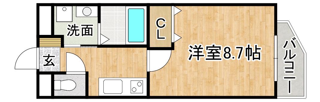 グランド ヒルズ(1K/4階)の間取り写真