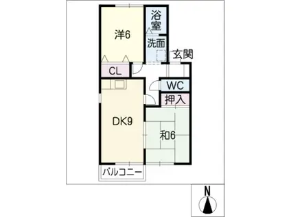 フォレスタ松永B(2DK/2階)の間取り写真