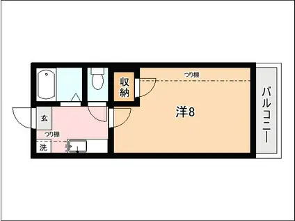 ロイヤルメゾン下荒田(1K/4階)の間取り写真
