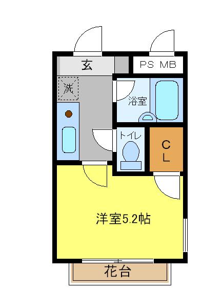 それいゆ鷺沼(1K/3階)の間取り写真