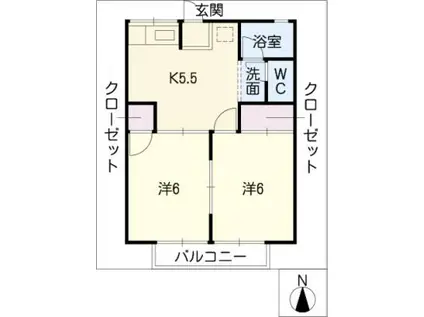 エステート塚本(2K/2階)の間取り写真