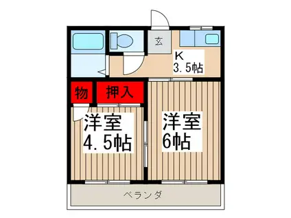 小島コーポ(2K/2階)の間取り写真